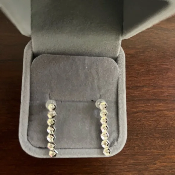 14KT white gold diamond dangling earring 14 stones